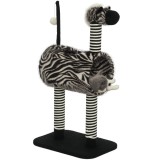 PawHut Copac zg&acirc;riat &icirc;n design zebra, 1 tunel pentru pisici, 3 st&acirc;lpi de zg&acirc;riat 48,5 cm x 35 cm x 93 cm, Negru + Alb | Aosom Romania