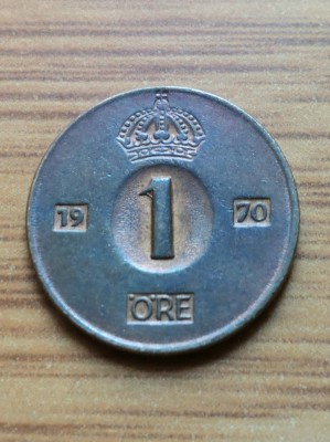 Moneda Suedia 1 Ore 1970 foto