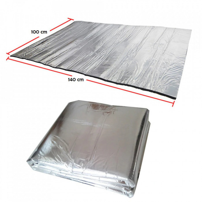 Material insonorizant auto cu strat din aluminiu, dimensiune 140cm x 100 cm x