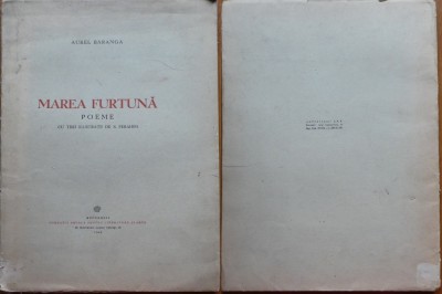 Aurel Baranga, Marea furtuna; Poeme, 1946, ex. 270 / 300, editia 1 cu autograf foto