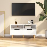 Cumpara ieftin Comodă TV, alb extralucios, 90x40x48,5 cm, lemn prelucrat