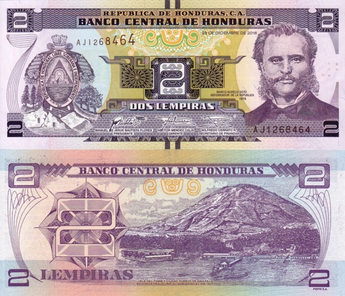 HONDURAS 2 lempiras 2016 UNC!!!