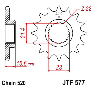 Pinion fata 14 dinti pas lant 520 - Yamaha XT 600 E (94-98) - XT 600 R (97-03) - XT 600 RE (04) - XT 600 S (93-97) - XTZ 660 Tenere