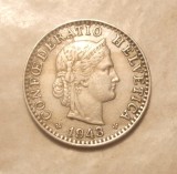 Moneda Elveția 20 Rappeni 1943, Numismatică, Monedă Străină