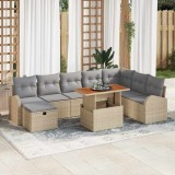 VidaXL Set de canapele pentru grădină 9 pcs Bej poliratan