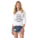 Bluza It&#039;s ok for me - Alb - XL