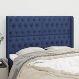 Tablie de pat cu aripioare, albastru, 147x16x118/128 cm, textil GartenMobel Dekor, vidaXL