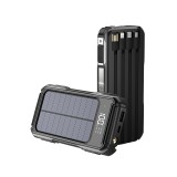 Baterie Externa Solara, Power Bank 20 000 mAh, cu incarcare rapida, cu laser puternic si cabluri integrate