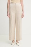 ISABELLE BLANCHE pantaloni femei, culoarea bej, lat, high waist, IS25SS-P052-T004