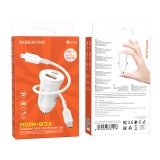 Cumpara ieftin Incarcator Auto pentru Telefon / Tableta - USB-C, TYPE C - PD 20W QC 3.0 18W, Cablu Tip C la Tip Lightning, Borofone BZ18A - Alb