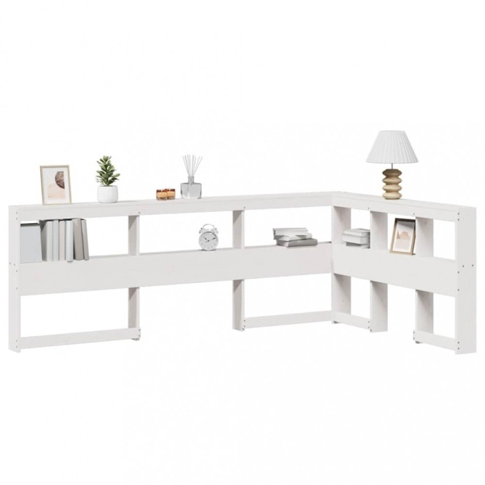 vidaXL Bibliotecă tăblie &icirc;n formă de L, alb, 130 cm, lemn masiv de pin 859287