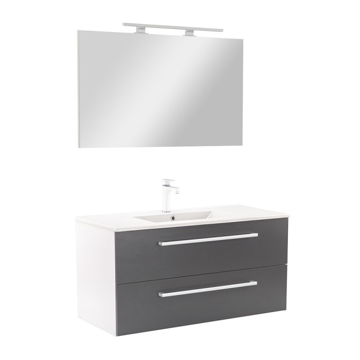 Mobilier complet de baie Vario Clam 100 alb-antracit