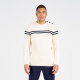 Pulover navigație tricotat 100 Bej dungi - Albastru Navy Bărbați