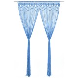 Perdea macrame, albastru, 140 x 240 cm, bumbac