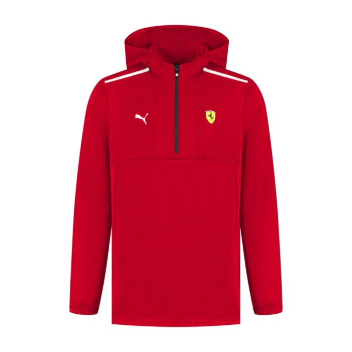 Ferrari hanorac de bărbați cu glugă 1/4 Zip red F1 Team 2025 - L