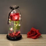 Cupolă decorativă cu LED și trandafir artificial, &Oslash;11x24cm, roșu, CMCLASS