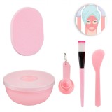 Set Instrumente Masca Fata, Roz, 5 Bucăți, Bol Amestecare, Perie, Spatula, Burete, Oem