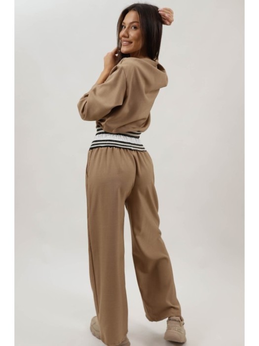 COMPLEU SUBTIRE PANTALONI LUNGI SNUR IN TALIE SI GEACA BOMBER MELEK TALIE UNICA Camel
