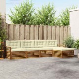 vidaXL Set de canapele de exterior cu pernă 5 pcs Natural și Crem 3373300
