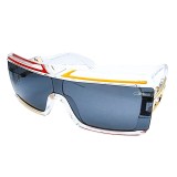 Ochelari de Soare, Zamo&reg;, CZL 4024, Protectie UV400, Model Shield, Rama Multicolora, Lentile Negre, Plastic, Albastru
