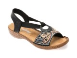 Sandale RIEKER negre, 608B4, din piele ecologica