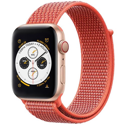 Curea iUni compatibila cu Apple Watch Ultra/SE/8/7/6/5/4/3/2/1, 44mm, Nylon Sport, Woven Strap, Orange