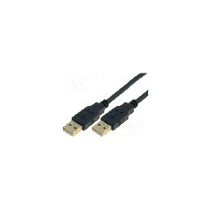 Cablu din ambele par&#355;i, USB A mufa, USB 2.0, lungime 3m, negru, VCOM - CU203G-B-030-PB