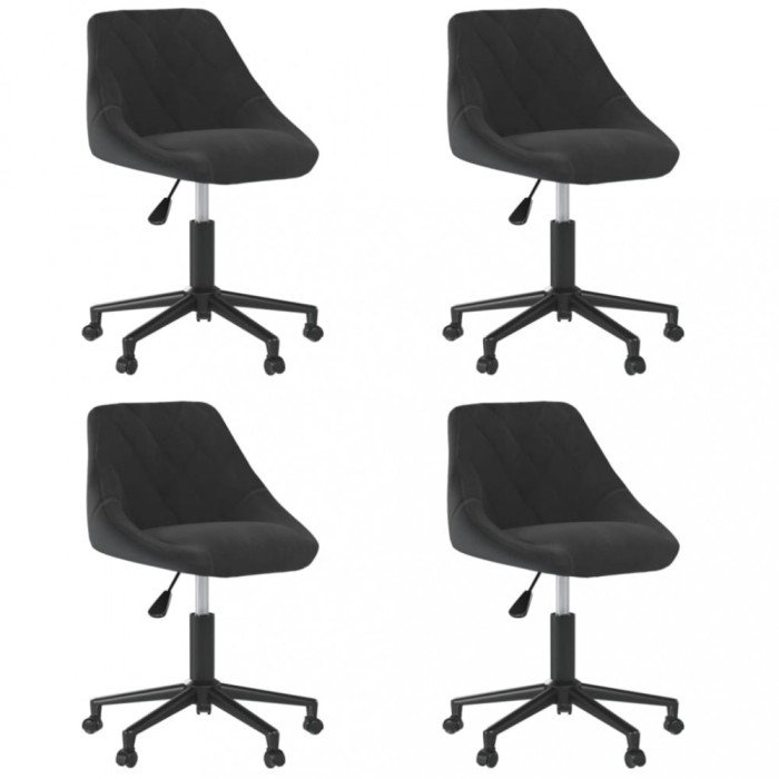 vidaXL Scaune de masă pivotante, 4 buc., negru, catifea