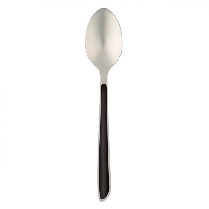Lingură Tac&acirc;muri Negre, Oțel Inoxidabil, M&acirc;ner Negru, 22cm