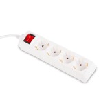 Prelungitor 3m 4 prize cu intrerupator, alb, Inlet
