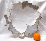 FRUCTIERA MARE PLATOU CENTRU DE MASA CERAMICAAURITA DECOR FRUNZE 36 CM