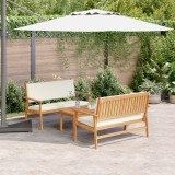 VidaXL Set de canapea de grădină, 3 piese, cu perne, lemn masiv acacia