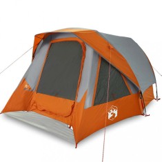 Cort de camping pentru 6 persoane, gri/portocaliu, impermeabil foto