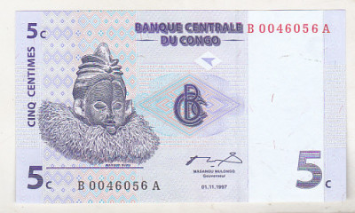 bnk bn Congo 5 centimes 1997 unc foto