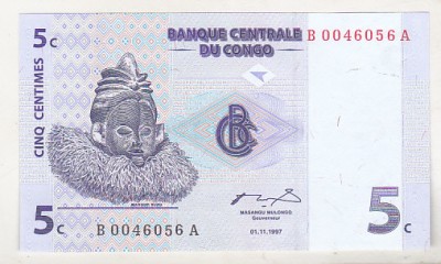 bnk bn Congo 5 centimes 1997 unc foto