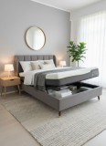 Cumpara ieftin Pat Belmonde Lada Depozitare 160x200 cm Gri + Saltea Wolke Memory Cooling Gel 160x200x25cm