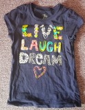 SH: Tricou fetite 5-6 ani de la 1989 Place cu inscriptia Live Laugh Dream, Bleumarin