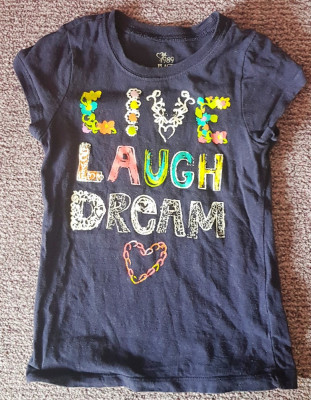 SH: Tricou fetite 5-6 ani de la 1989 Place cu inscriptia Live Laugh Dream foto