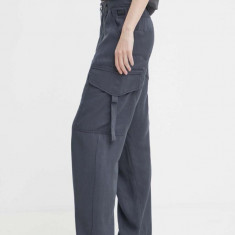 G-Star Raw pantaloni femei, culoarea gri, fason cargo, high waist, D24598-D521