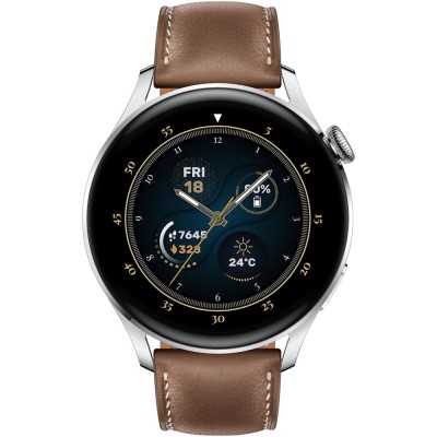 Smartwatch Huawei Watch 3 Galileo-L21E, corp din inox și curea maro din piele, LTE, Blister 55026819 foto