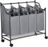 Cos pentru rufe cu 4 compartimente, Gri, 4 x 35 L