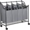Cos pentru rufe cu 4 compartimente, Gri, 4 x 35 L