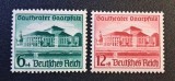Germania (Deutsches Reich 1938) Seria Completă de 2 Timbre "Gautheater Saarpfalz" (6+4Pf Verde &amp; 12+8Pf Roșu, MINT / Neștampilate) CLK1