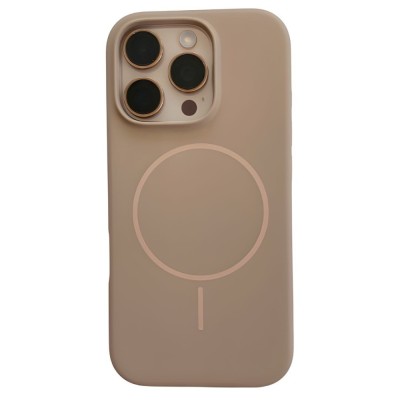 Husa Iphone 14 cu MagSafe - Silicon, interior catifelat, design Minimalist - Maro cappucino Apple foto