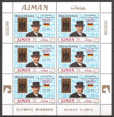 AJMAN SPORT J.O. DE VARA ( bloc dantelat cu supr.) MNH foto