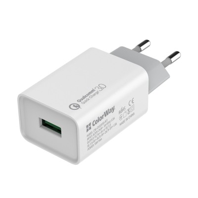Incarcator priza USB 18W cu cip inteligent ColorWay, alb foto