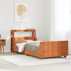 vidaXL Cadru pat fără saltea, maro ceruit, 90x190 cm, lemn masiv pin 3306482