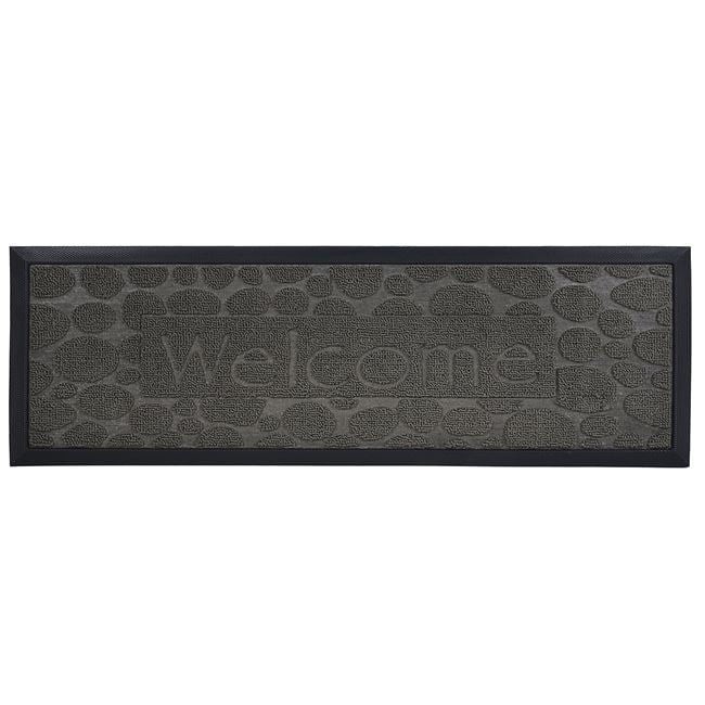 Covoras pentru treapta intrare, cu model si mesaj, negru, 25x75 cm, ConceptSeller