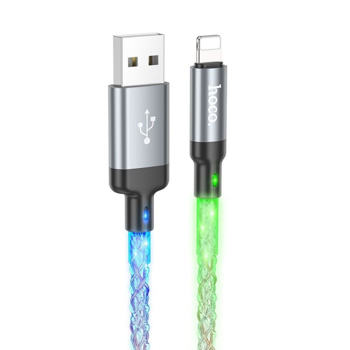 Cablu Hoco U112 USB-A la Lightning, 2.4A, 1m, Gri