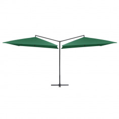 Umbrela de soare dubla, stalp din otel, verde, 250 x 250 cm